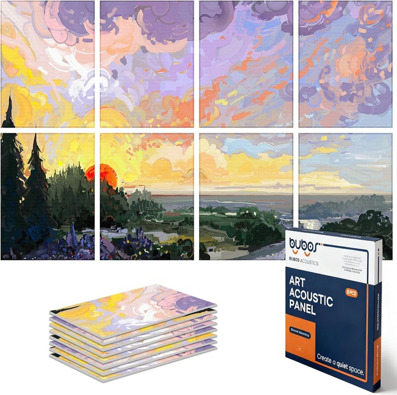 B Bubos 8 Pack Art Acoustic Panels Soundproof Wall Panel,47.2X31.4 Inches Sound Absorbing Panel,Self-Adhesive Decorative Acoustical Wall Panels, Acoustic Treatment for Ceiling Home Office(Oil Painting) - Image 1